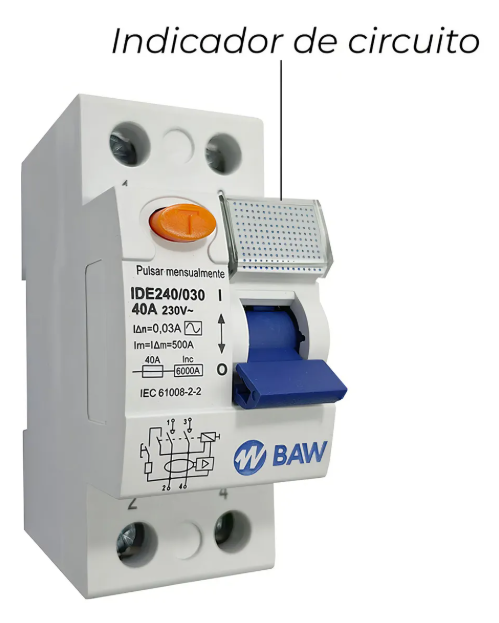 DISYUNTOR INTERRUPTOR DIFERENCIAL BIPOLAR BAW – 40A 220V 50Hz - Image 2