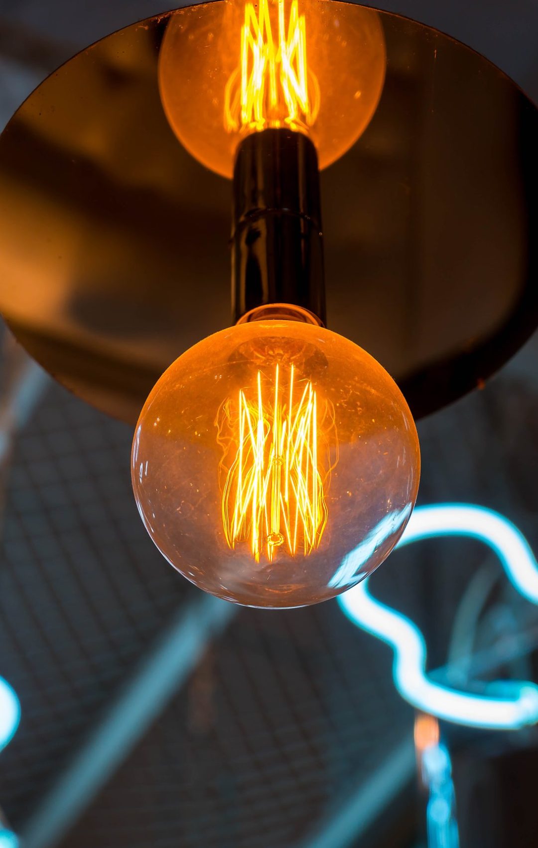 Beautiful light lamp decor glowing - retro effect filter